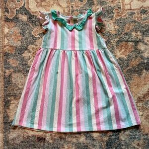 Stitchy Fish Striped Pink and Green Dress sz 5